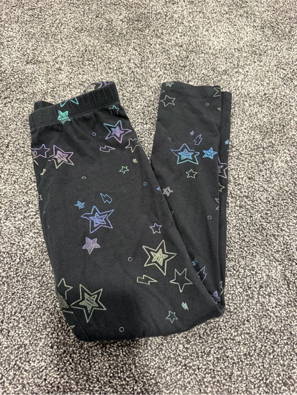 Size 8 Jumping Beans Tough Cotton Leggings Black with multi colored iridescent s